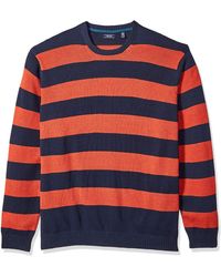 IZOD Mens Big and Tall Stripe 7 Gauge Crewneck Sweater