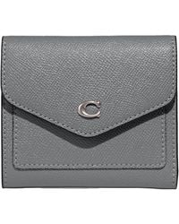 COACH - Crossgrain Leather Wyn Small Wallet Grey Blue One Size - Lyst