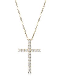 Amazon Essentials - Yellow-gold Plated Sterling Silver Cross Pendant Necklace Set With Infinite Elements Cubic Zirconia - Lyst