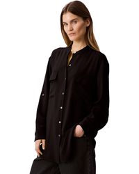 Calvin Klein - Crepe Relaxed Button-down Shirt Black - Lyst