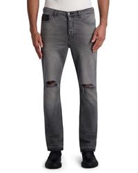 Karl Lagerfeld - Paris Leather Pocket Light Wash Denim Pant - Lyst