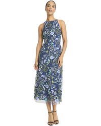 Maggy London - Garden Embroidered Mesh Halter Midi Dress-perfect For Wedding Guest & Special Occasions - Lyst