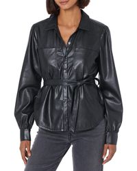 PAIGE - Womens Belize Shacket Vegan Leather Jacket Combo Comfortable Fit In Black Shirt - Lyst