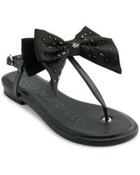 Karl Lagerfeld - Paris Cristi Studded Bow Thong Flip Flop Sandal Slide - Lyst