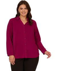 Adrianna Papell - Plus Size Knit Button Front V-neck - Lyst