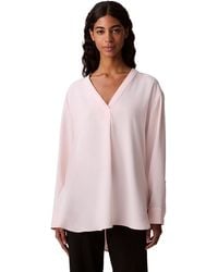 Calvin Klein - Relaxed V Neck Blouse - Lyst