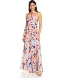 Adrianna Papell - Printed Chiffon Halter Gown - Lyst
