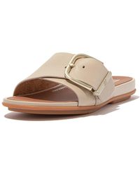 Fitflop - Gracie Maxi-buckle Leather Slides Wedge Sandal - Lyst