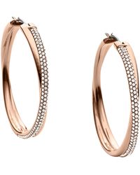 Michael Kors - Pave Rose Gold Tone Cross Over Hoop Earrings - Lyst