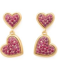 Kate Spade - Heart Pave Drop Earrings - Lyst