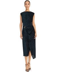 Maggy London - Sleeveless Midi Textured Pleated Fabric And Side Draping Detail-s Formal Dress - Lyst