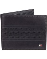 tommy hilfiger eton leather cardholder in black