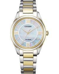 Citizen - Eco-drive Dress Classic Arezzo Diamond Two-tone Stainless Steel Watch - Lyst