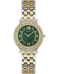 Guess - Two Tone Bracelet Green Dial Two Tone - Lyst