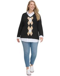 Tommy Hilfiger - Plus Causal Pattern Pullover Top - Lyst