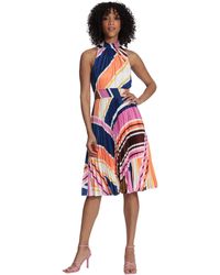 Maggy London - Sleeveless Criss Cross Halter Neck Tiered Maxi Dress - Lyst
