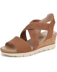 Dr. Scholls - S Just Cute Wedge Sandal Honey Brown Fabric 8.5 M - Lyst