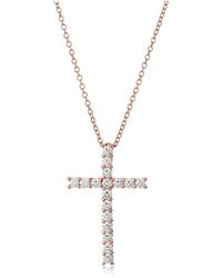 Amazon Essentials - Rose-gold Plated Sterling Silver Cross Pendant Necklace Set With Infinite Elements Cubic Zirconia - Lyst