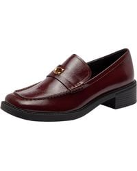 COACH - Glazed Leather Penny Loafer Merlot - Lyst