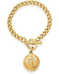 Ben-Amun - 24k Gold Plated Coin Bracelet Made In New York French Coin Charm Chain Link Statement Bohemian Gypsy Vintage Euro Antique - Lyst