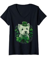 Lucky Brand - S Irish Shamrock St Patricks Westie Dog V-neck T-shirt - Lyst