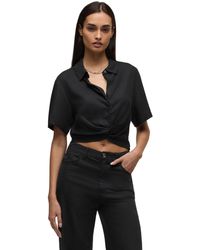 Hudson Jeans - Knot Front Button Down Short Sleeve Shirt - Lyst