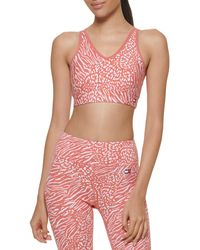Tommy Hilfiger - Low Impact Animal Mix Print Removable Cups Sports Bra - Lyst