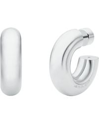 Michael Kors - Platinum-plated Brass Tube Hoop Earrings - Lyst