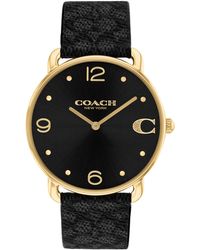 COACH - 2h Quartz Watch With Signature C Canvas Strap - Water Resistant 3 Atm/30 Meters - Trendy Minimalist Design For Everyday Wear - Lyst