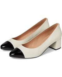Cole Haan - The Go-To Block Heel Pump 45Mm Shoes Ivory Leather/ Pat Leather 5 C - Lyst