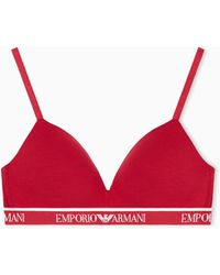 Emporio Armani - Iconic Logo Band Padded Triangle Bra - Lyst