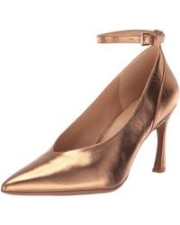 Naturalizer - S Ace Pointed Toe Pumps With Ankle Strap Butterscotch Metallic Leather 9 M - Lyst