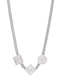 Emporio Armani - Silver Stainless Steel Station Necklace - Lyst