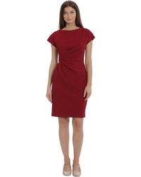 Maggy London - Mini Short Sleeve Sheath Tucked Detail Metro Knit Dress - Lyst
