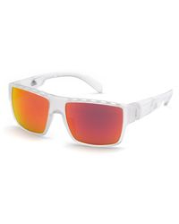 adidas - SP0006 26G Sunglasses Crystal/Orange Mirror Lenses Rectangular 57mm - Lyst