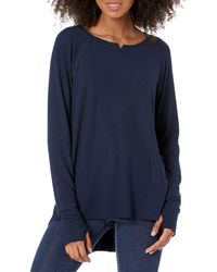 Michael Stars Womens Madison Brushed Jersey Open Neck Bell Sleeve Top