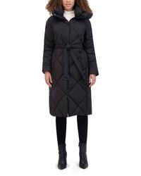 Kenneth Cole - Diamond Quilted Belted Puffer With Ultra Soft Plush Synthetic Fill - Lyst