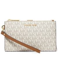 Michael Kors - Jet Set Double Zip Wristlet Vanilla One Size - Lyst