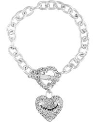 Juicy Couture - Silvertone Heart Charm Toggle Bracelet - Lyst