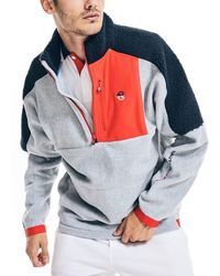 Nautica - Mens Competition Sustainably Crafted Quarter-zip Mixed-media Pullover Sweatshirt - Lyst