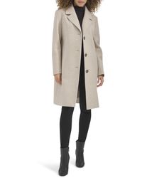 Kenneth Cole - Notch Collar Fly Front Single Breasted Topcoat - Lyst