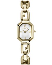 Furla - Octagonal Gold Tone Stainless Steel Bracelet Watch - Lyst