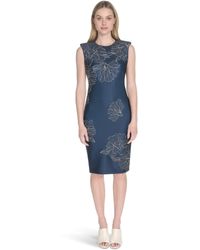 Calvin Klein - Scuba Cap Sleeve Floral Printed Sheath - Lyst