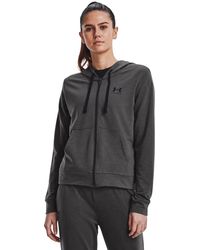Under Armour - Rival Terry-Felpa con Cappuccio e Zip Top in Pile - Lyst