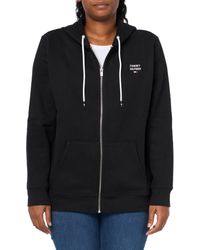 Tommy Hilfiger - Performance Zip-front Fleece Jacket With Hood,black,l - Lyst