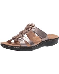 Clarks Reyna Swirl Flat Sandal in Dark Tan Suede (Brown) - Save 28 