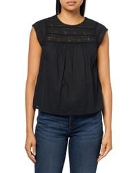 Lucky Brand - Lace Neck Pintuck Shell Top Black - Lyst