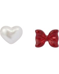 Betsey Johnson - Jewelry Celestial Soiree Heart & Bow Stud Earrings - Lyst