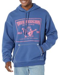 True Religion - Navy & Pink Buddha Relaxed Big T Hoodie - Lyst