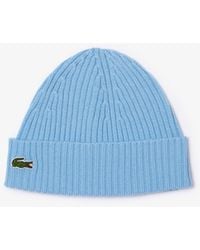 Lacoste - Unisex Ribbed Wool Beanie Pastel Blue - Lyst